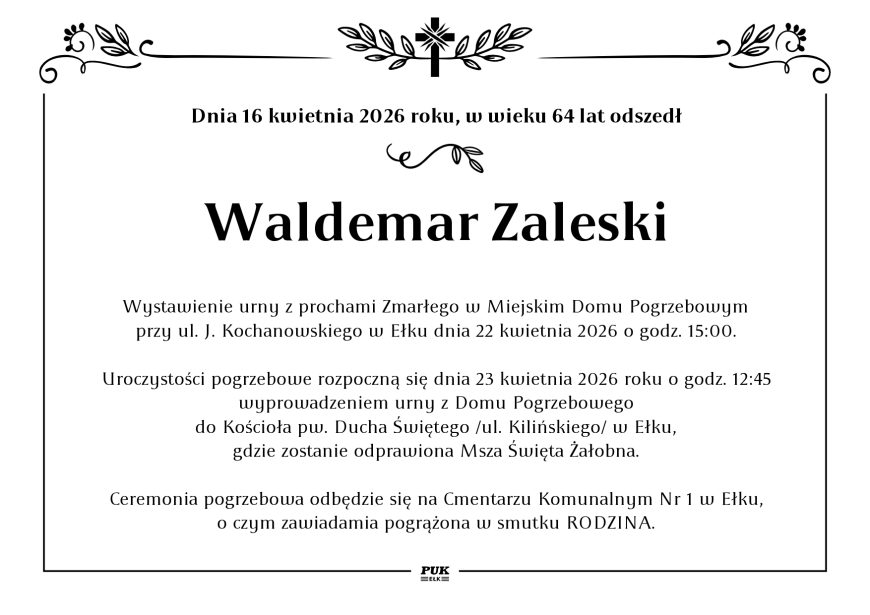 Waldemar Zaleski - nekrolog